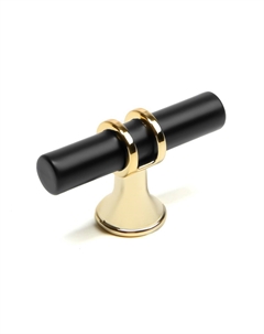 Ручка-кнопка, d=12 мм, пластик, цвет золото/черный, 8 шт. Cappio