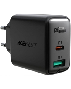 Зарядное устройство сетевое ACEFAST A5 двухпортовое, 32W, USB Type-C/USB Type-A, чёрное Acefast
