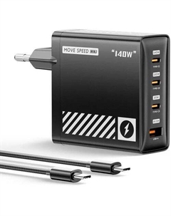 Сетевое зарядное устройство MOVESPEED AC140, USB-A, 3xUSB-C, USB-C, 140Вт, 5A, черный Movespeed
