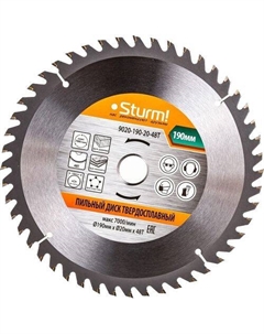 Пильный диск 9020-190-20-48T, по дереву, 190мм, 1.4мм, 20мм Sturm!