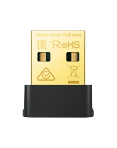 Адаптер Wi-Fi+Bluetooth Archer T2UB Nano, 802.11a/b/g/n/ac, 2.4 / 5 ГГц, до 633 Мбит/с, USB Tp-link