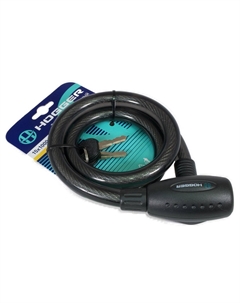 Замок велосипедный, трос стальной, с ключами, 15×1000 мм, в пластиковой оболочке, черный, LKHG101.306KEY-BK Hogger