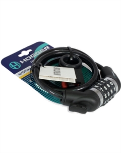 Замок велосипедный, трос стальной, кодовый, 8×1500 мм, черный, LKHG102.707BCOD-BK Hogger