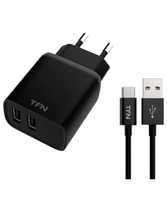 Зарядное устройство сетевое TFN WCRPD12W2U01 RAPID 2.4A+microUSB black Tfn