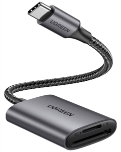 Картридер Ugreen USB-C 3.1 для карт памяти TF/SD, серый (80888)