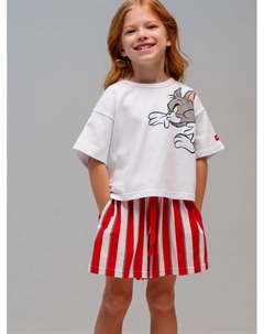 Комплект трикотажный для девочек: фуфайка (футболка), шорты Playtoday kids