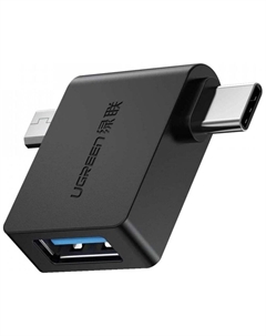 Адаптер Micro Ugreen USB + USB-C - USB 3.0 A Female, OTG (30453) черный