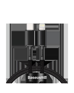 Кабель USB Type-C-Lightning 8-pin, быстрая зарядка, 5А, 20 Вт, 1 м, черный, Baseus High Density Braided CATLGD-01 (CATLGD-01)