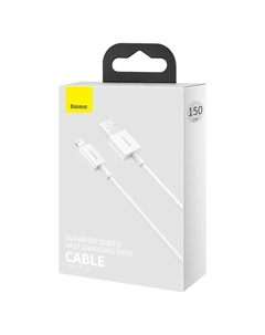Кабель USB(Am)-Lightning 8-pin(M), быстрая зарядка, 2.4А, 1.5 м, белый, Baseus Superior (CALYS-B02)