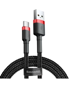 Кабель USB(Am)-USB Type-C(M), быстрая зарядка, 3А, 1 м, черный/красный, Baseus Cafule (CATKLF-B91)