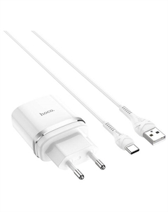 Сетевое зарядное устройство Hoco C12Q 18W, 1USB, Quick Charge, 3A, белый (6931474716309), кабель USB Type C