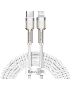 Кабель USB Type-C(M)-Lightning 8-pin(M), быстрая зарядка, 2.4А, Power Delivery 20 Вт, 1 м, белый, Baseus Cafule (CATLJK-A02)