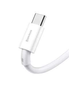 Кабель Lightning 8-pin(M)-USB Type-C(M), быстрая зарядка, 6А, 1.5 м, белый, Baseus Superior (CATLYS-B02)