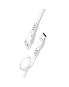 Кабель USB(Am)-USB Type-C(m), плоский, 2.4А, 1 м, белый, HOCO Noah X40 (6931474711700) Hoco