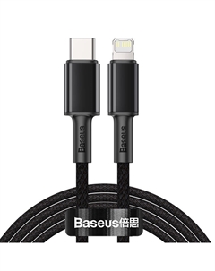 Кабель USB Type-C(M)-Lightning 8-pin(M), быстрая зарядка, 2.4А, Power Delivery 20 Вт, 2 м, черный, Baseus High Density (CATLGD-A01)