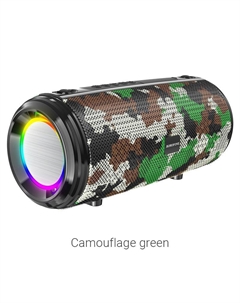 Портативная акустика Borofone BR13 Young, 10 Вт, FM, AUX, USB, microSD, Bluetooth, подсветка, зеленый камуфляж