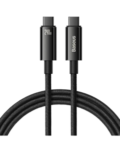 Кабель USB Type-C(M)-USB Type-C(M), плоский, быстрая зарядка, 5А, Power Delivery 240 Вт, 3 м, черный, Baseus Tungsten Gold (CAWJ040201)