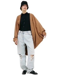 Бежевое пальто из замши The row