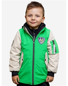 Куртка-бомбер для мальчика Марек ярко-зеленый/экрю, Мультицвет Batik