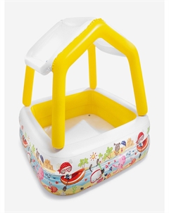 Бассейн надувной детский «Домик», 157х157х122 см. с навесом., Белый Intex