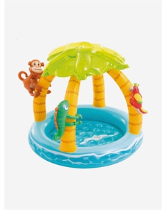 Бассейн надувной детский «Тропический остров» 102 х 86 см. С навесом. Для детей 1-3 года, Желтый Intex