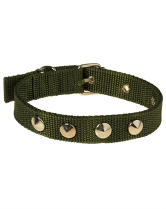 Ошейник клепаный, 40.5 х 2 см, ош 26-34 см, полиэстер, темно-зеленый Пижон