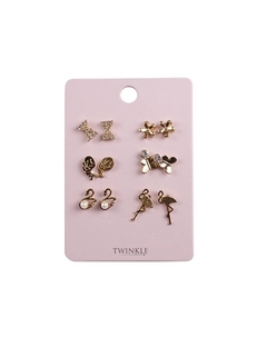 Набор: серьги 6 пар Flamingo Twinkle