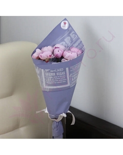 7 розовых пионов в дизайнерской упаковке Florpro