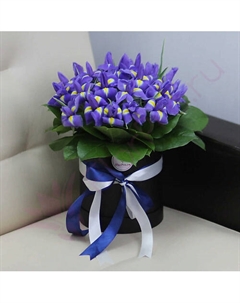 25 синих ирисов в шляпной коробке Florpro