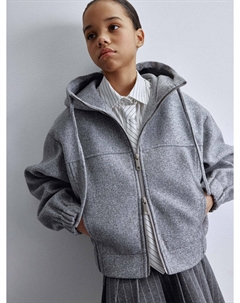 Бомбер из пальтовой ткани с капюшоном для девочек Sela