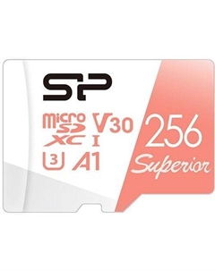 Карта памяти microSDXC UHS-I U3 Superior 256 ГБ, 100 МБ/с, Class 10, SP256GBSTXDV3V20, 1 шт., без адаптера Silicon power
