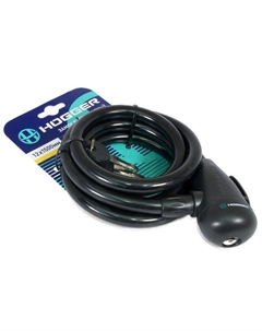 Замок велосипедный, трос стальной, с ключами 12×1500 мм, черный, LKHG102.314KEY-BK Hogger