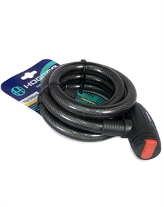 Замок велосипедный, трос стальной, с ключами, 15×1500 мм, черный, LKHG102.113-15KEY-BK Hogger