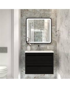 Тумба под раковину Platino 80 AM-Platino-800-2C-SO-NM-Cer черная матовая Art&max