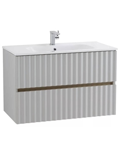 Тумба с раковиной подвесная Elegant 60 Grigio Chiaro матовая, с подсветкой ручек Art&max