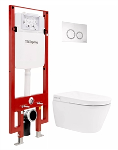 Комплект Spring S955799 безободковый, слив торнадо, с инсталляцией, с крышкой микролифт Tece