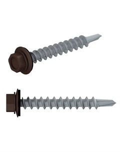 Саморез кровельный SM-84910-5000, 4.8х29 мм цинк, шайба с прокл., PT1, RAL 8017 (5000 шт в коробе) Starfix