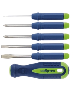 Отвертка со сменными насадками 13384, 5 пред., PH + SL, CrV, 2к рукоятка Сибртех