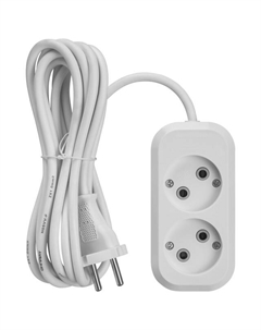 Удлинитель 3м 2-местный б/з IP20 10А белый Онлайт