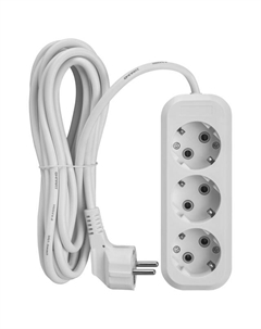 Удлинитель 1.5м 3-местный с/з IP20 16А белый Онлайт