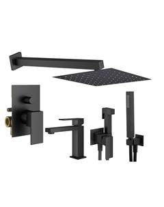 Комплект гигиенического смесителя с верхним душем TAG KITZTG15NO53 черный матовый Plumberia selection
