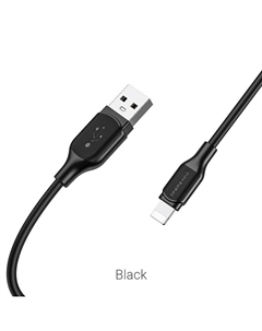 Кабель Lightning 8-pin-USB, 2.4A, 1м, черный Borofone Encore BX42 (6931474736727)