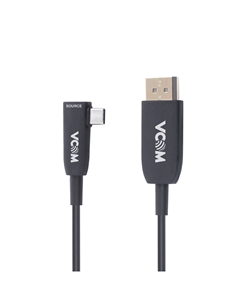 Кабель-переходник (адаптер) USB Type-C(M)-DisplayPort(20M) прямой/угловой 4K, экранированный, 10 м, черный D3752A (D3752A-10.0) Vcom