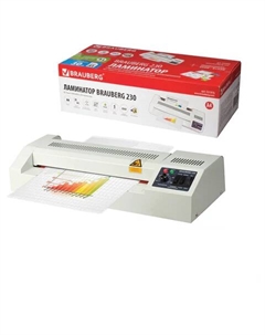 Ламинатор FGK-230, A4, 60 мкм - 250 мкм, валов:4, горячее + холодное ламинирование, 51 см/мин., фото, реверс, белый (531970) Brauberg