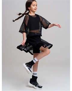 Комплект трикотажный для девочек: фуфайка (футболка), топ, шорты Playtoday tween