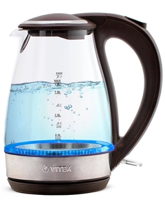 Чайник электрический Vitek (VT-7015) 1.7л., 2200 Вт, прозрачный/коричневый (стекло/пластик)