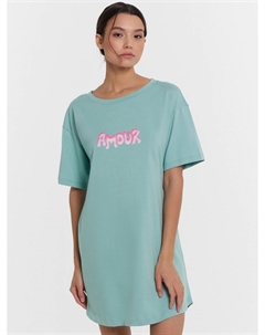 Сорочка ночная женская бирюзовая с надписью Mark formelle