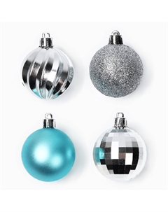 Шары елочные новогодние, d=5 см, 10 шт., бирюзовые, серебристые Сима-ленд