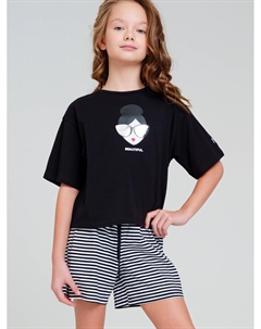 Комплект трикотажный для девочек: фуфайка (футболка), шорты Playtoday tween