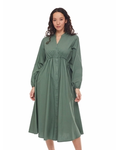 Платье-рубашка длины миди из хлопка с драпировкой на талии Zolla